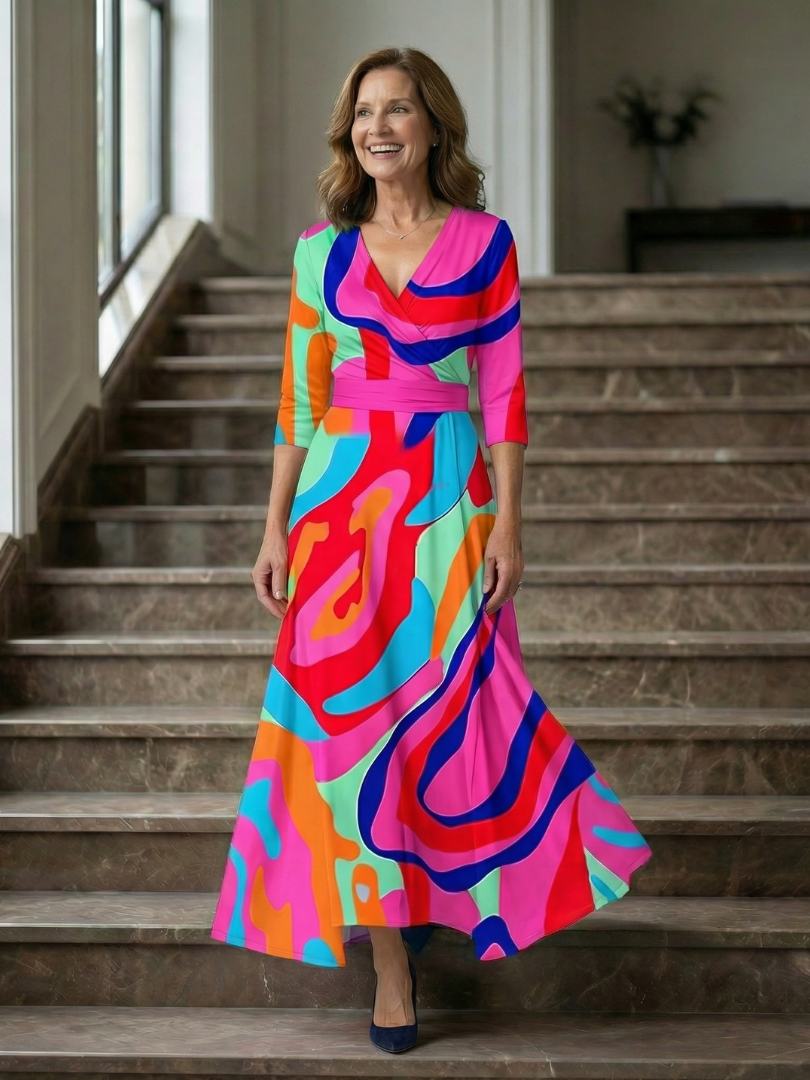 Morwenna | Kopertowa sukienka maxi w kwiaty