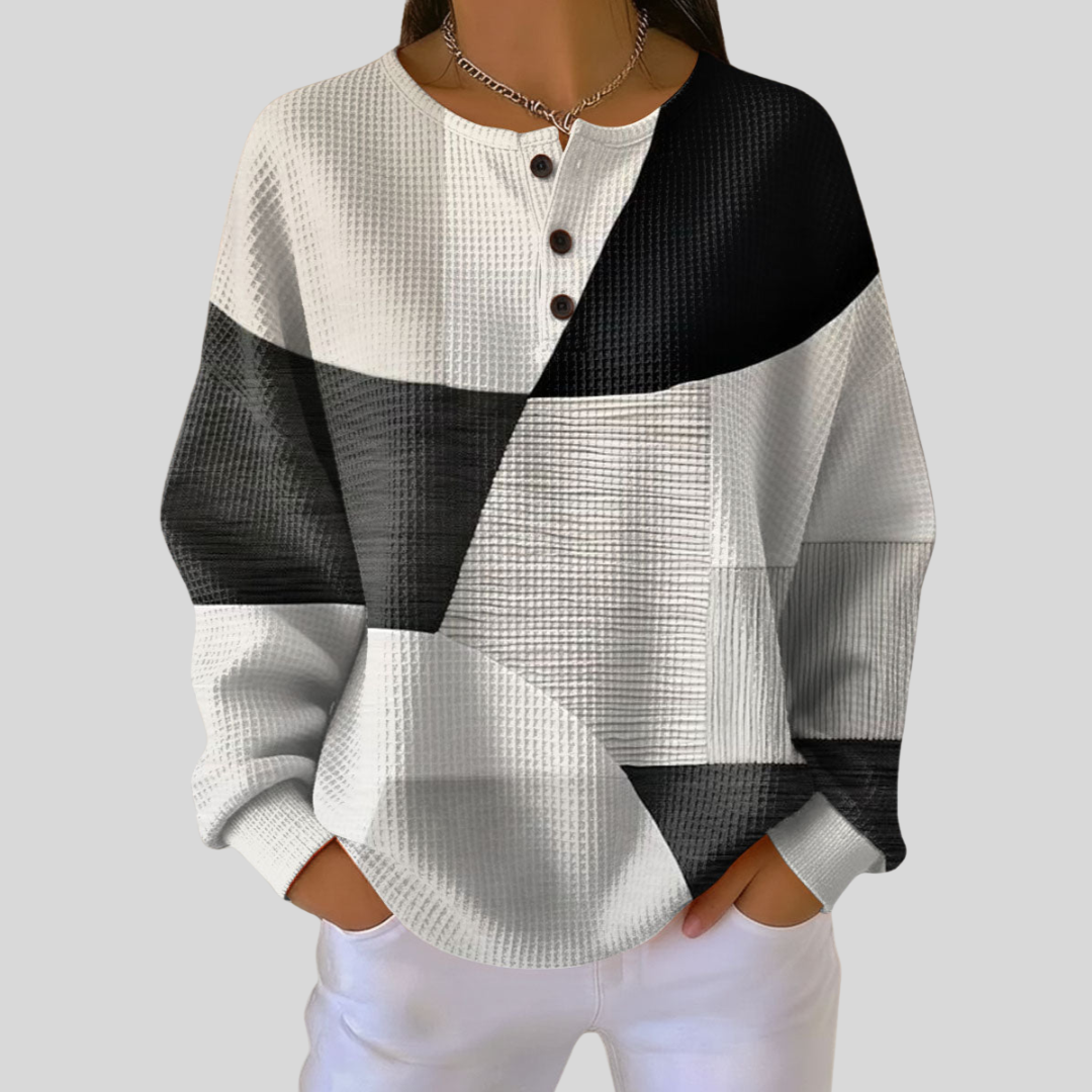 Almira | Bluza Henley o waflowej fakturze