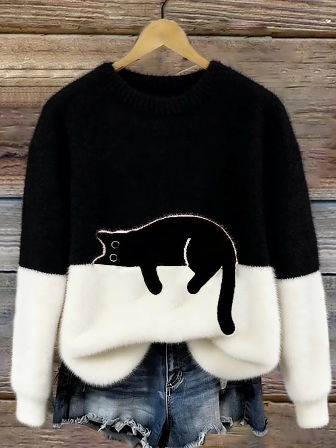 Aileen™ | Elegancki sweter oversize z nadrukiem kota