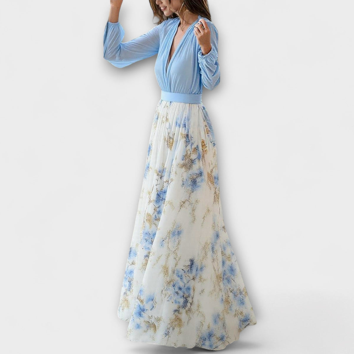 Cecelia | Szyfonowa sukienka maxi w kwiaty