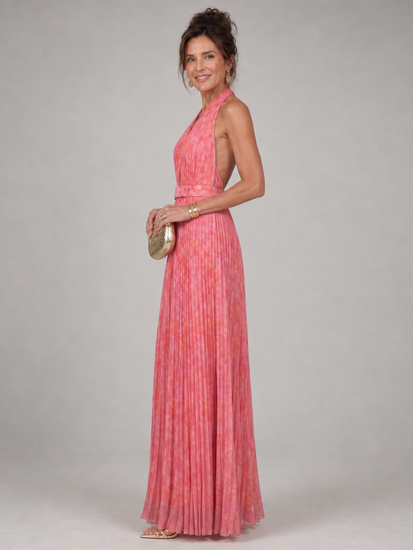 Rosalie | Plisowana sukienka maxi z dekoltem halter