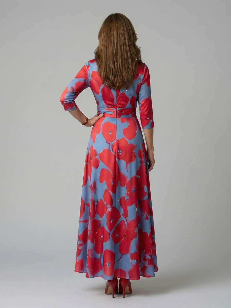 Morwenna | Kopertowa sukienka maxi w kwiaty