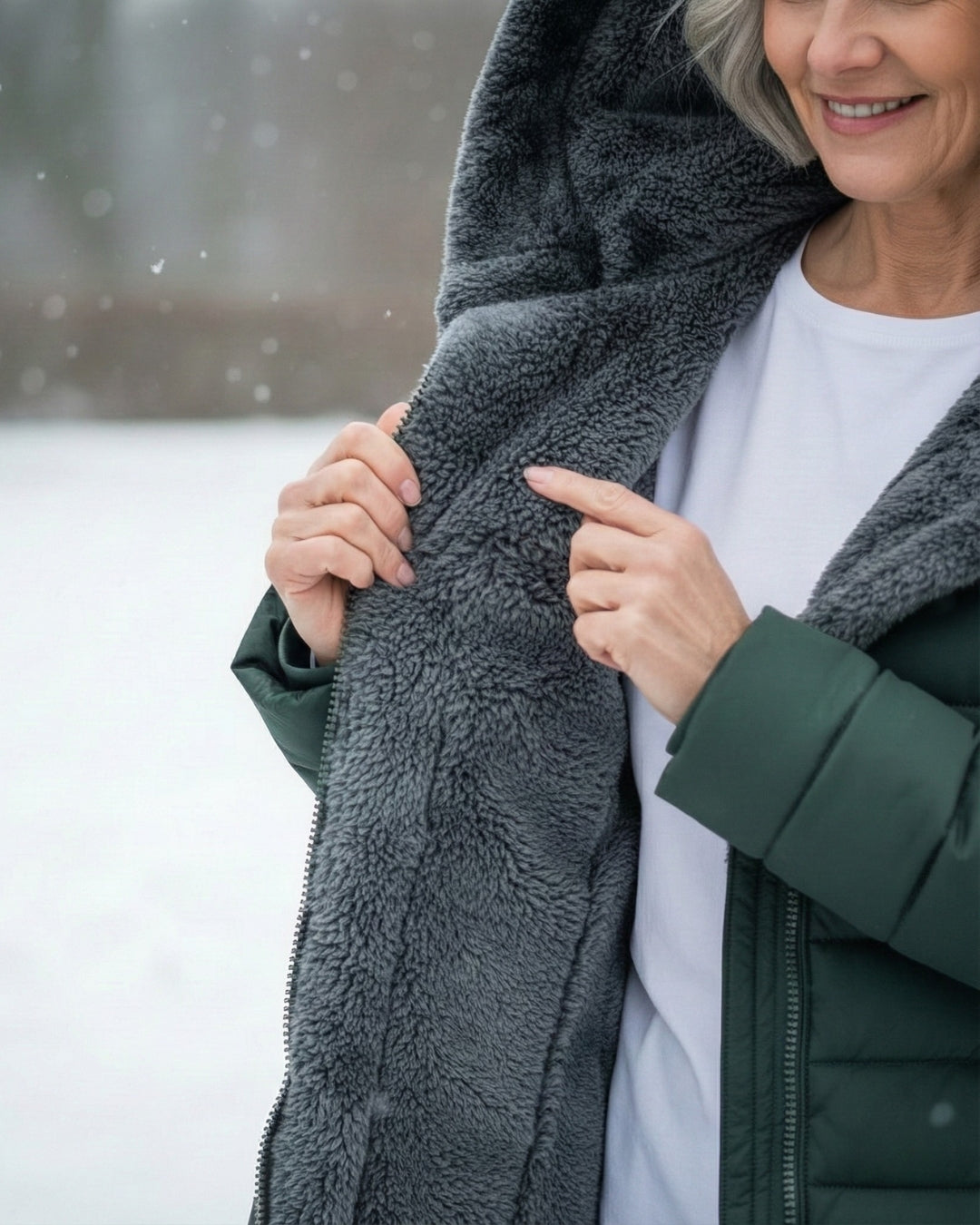 Clair | Puchowy płaszcz z polarową podszewką