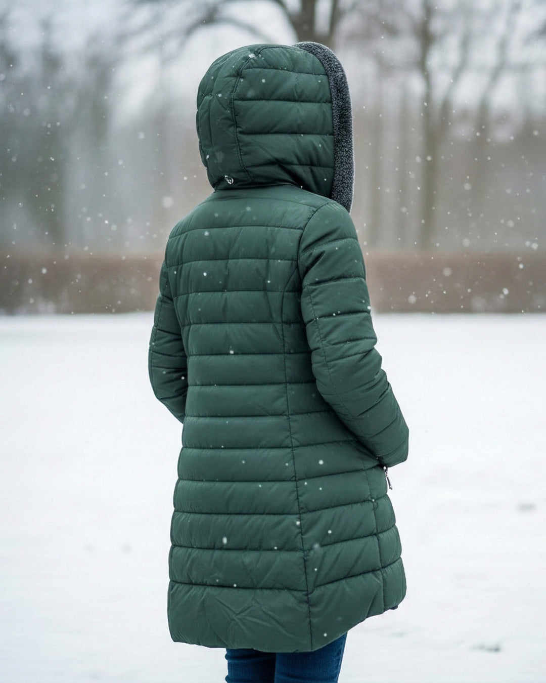 Clair | Puchowy płaszcz z polarową podszewką
