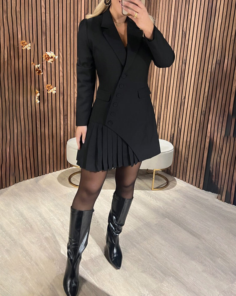 Ingrid – Jednolita sukienka z kołnierzem z klapami