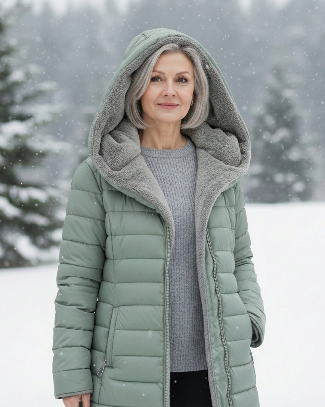 Georgina | Puchowy płaszcz z polarową podszewką