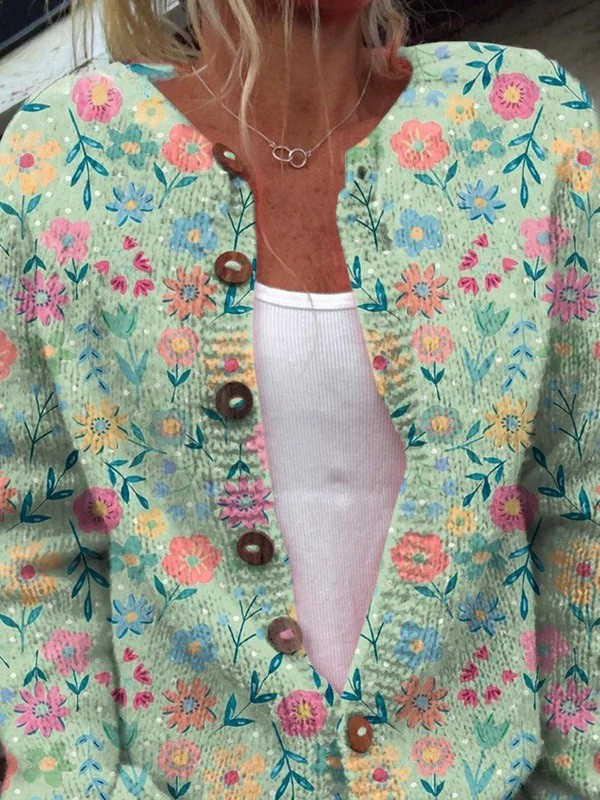 Foxfield™ | Damski kardigan vintage w kwiaty
