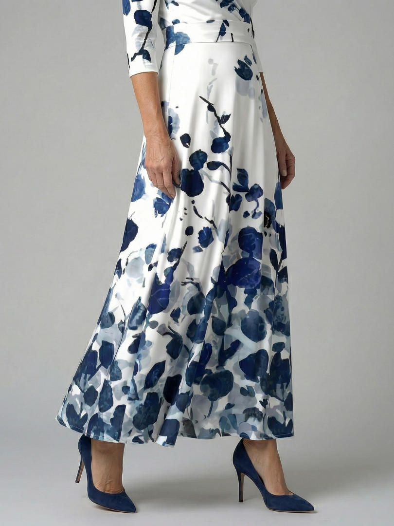 Morwenna | Kopertowa sukienka maxi w kwiaty