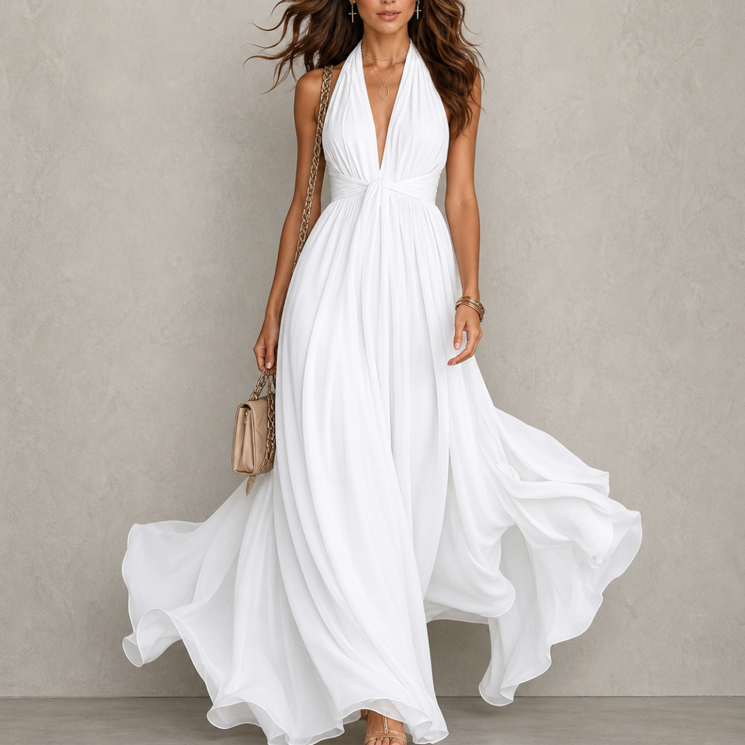 Clemency | Szyfonowa sukienka maxi halter
