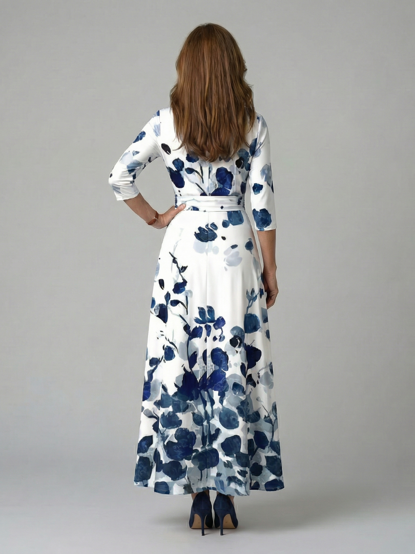 Morwenna | Kopertowa sukienka maxi w kwiaty