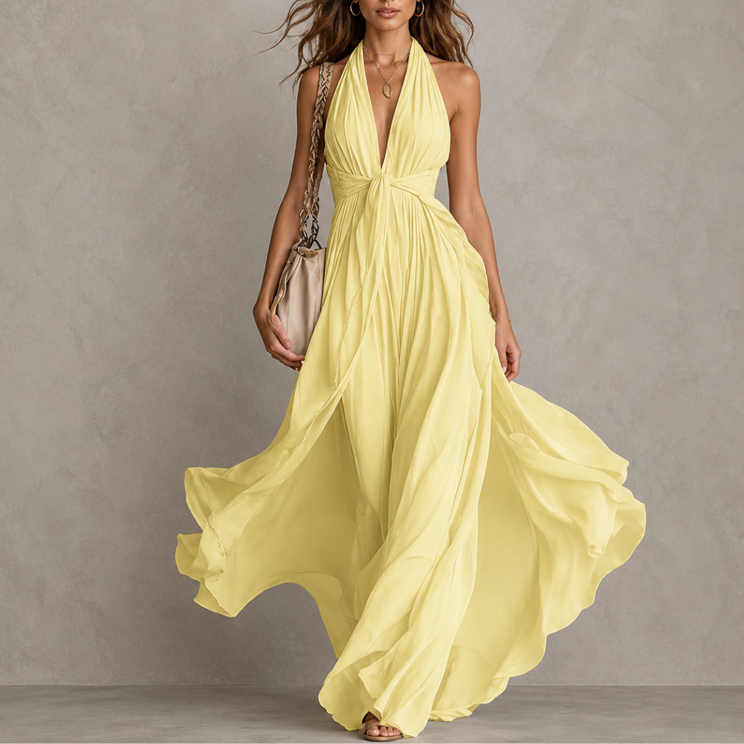 Clemency | Szyfonowa sukienka maxi halter