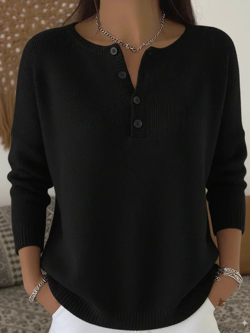 Helena | Dzianinowy sweter z zapięciem henley