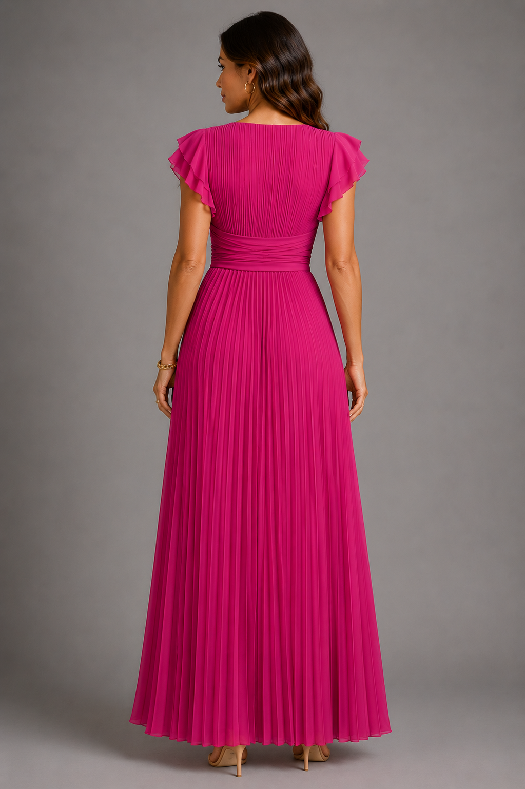 Sélène | Efektowna plisowana sukienka maxi