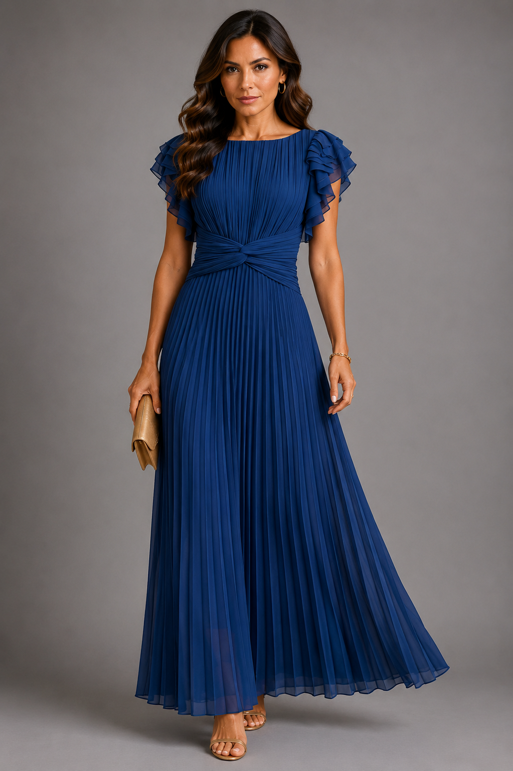 Sélène | Efektowna plisowana sukienka maxi