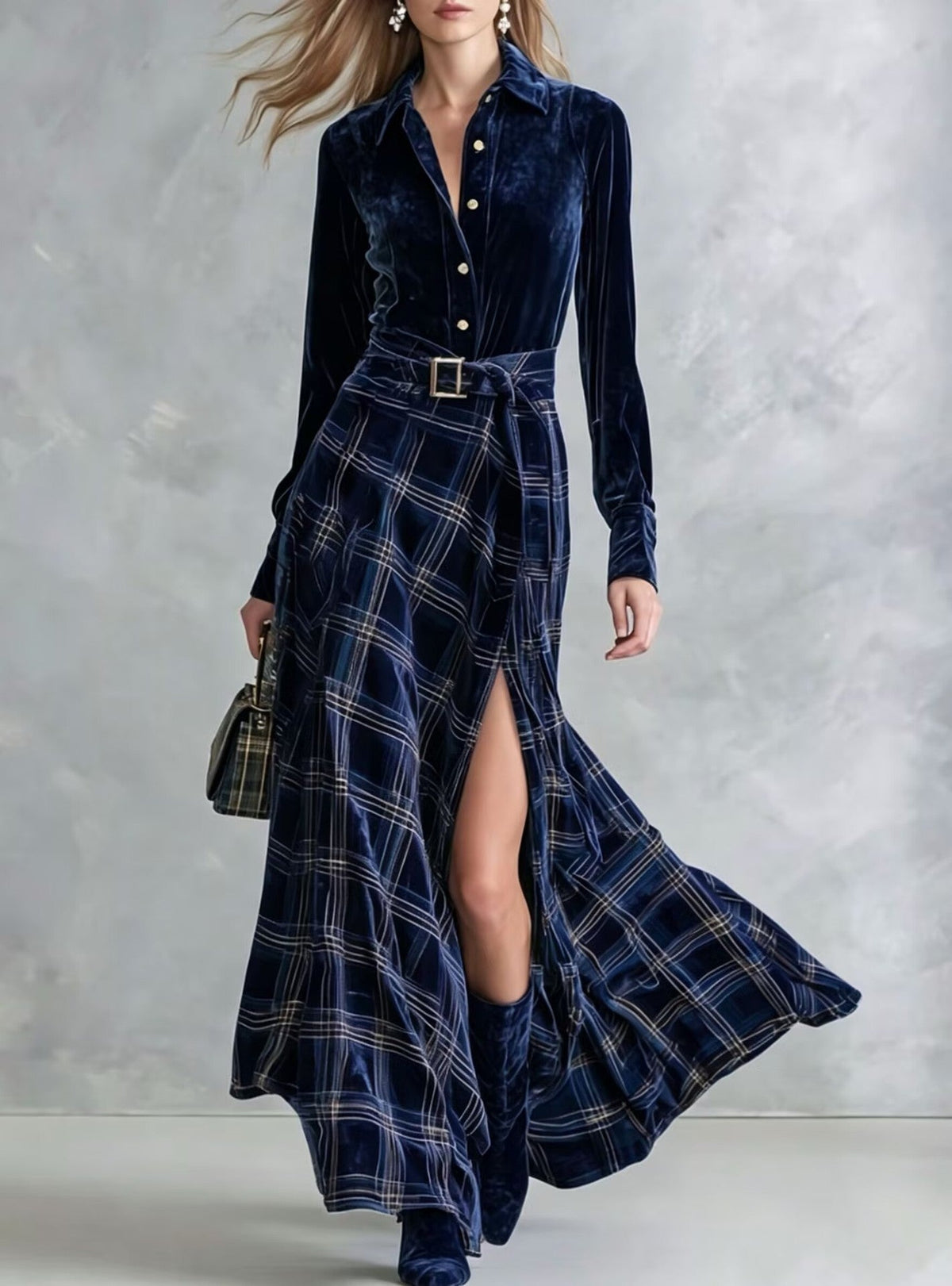 Lisa – Sukienka maxi w kratę