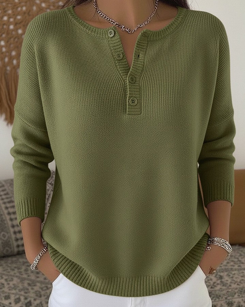 Helena | Dzianinowy sweter z zapięciem henley