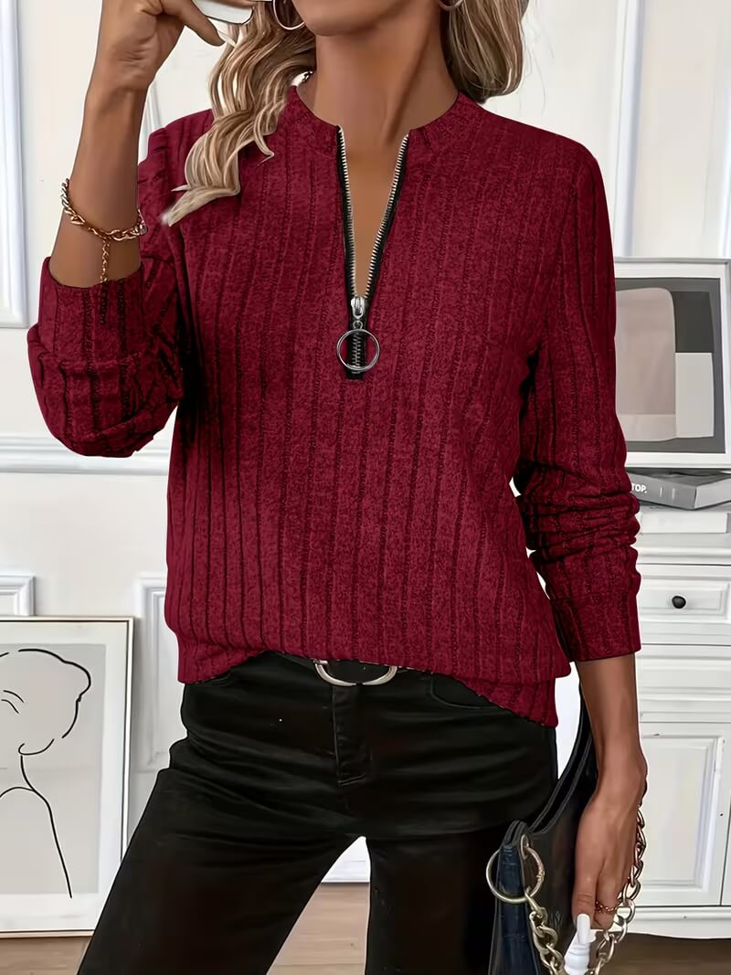 Solveig – Wygodny sweter z zamkiem do 1/4