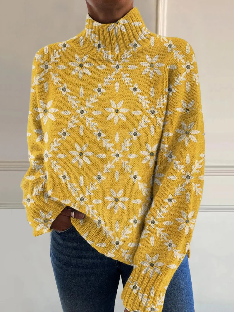 Georgia | Sweter z golfem w stylu vintage z blokami kolorów