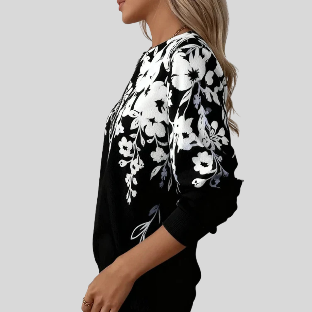 Crimson | Bluza z kwiatowym nadrukiem i zamkiem