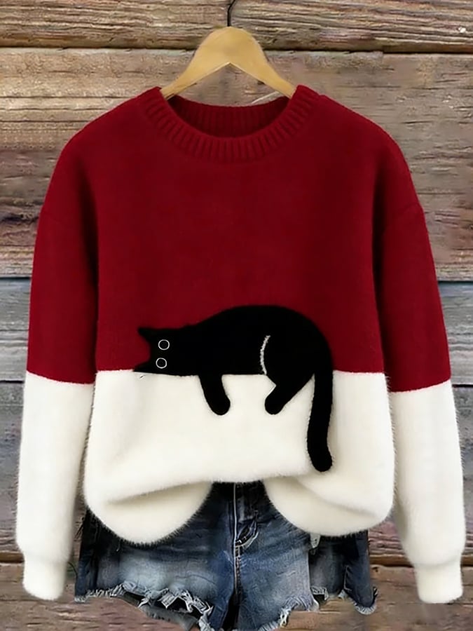 Aileen™ | Elegancki sweter oversize z nadrukiem kota
