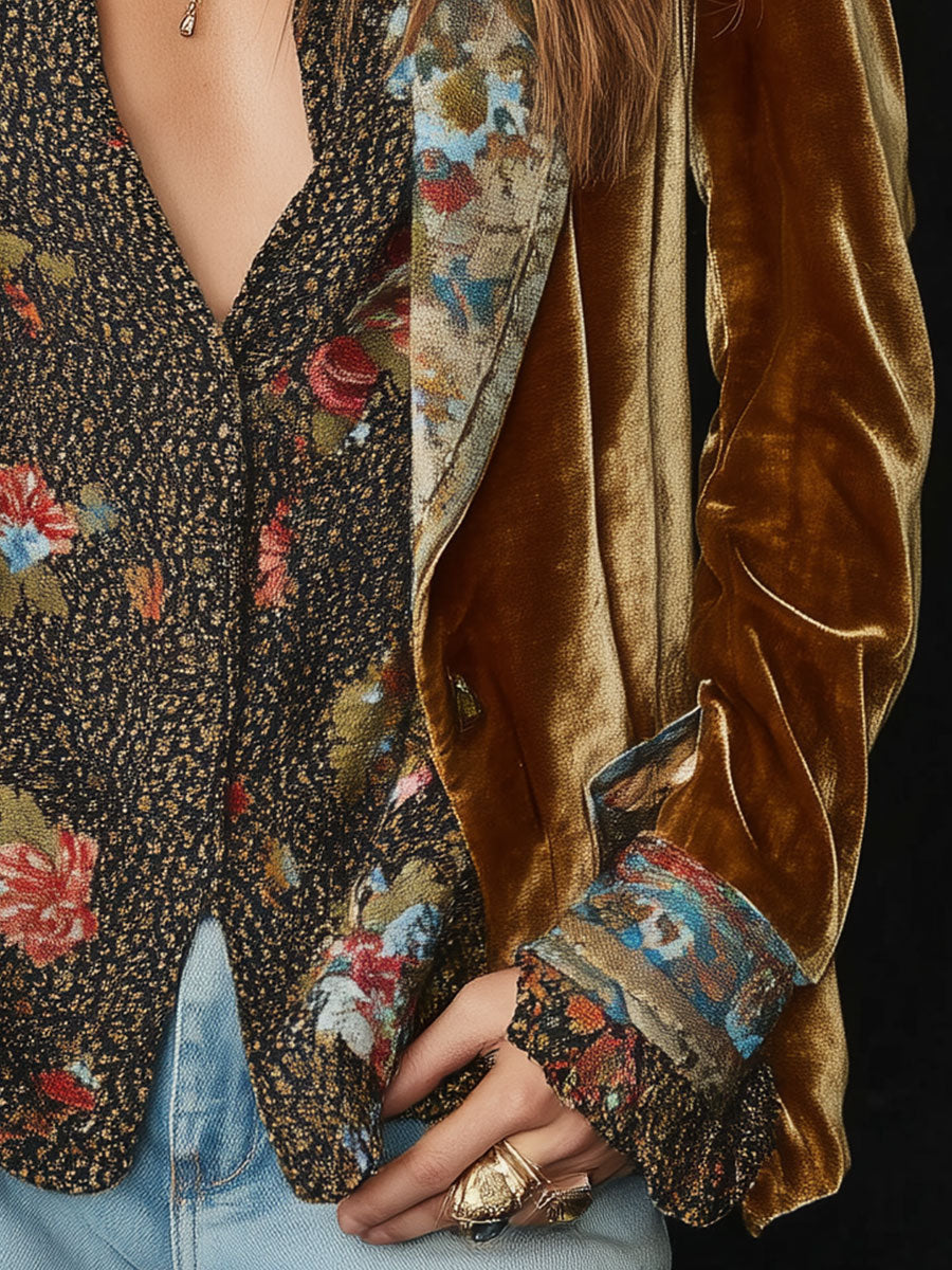 Ottavia | Marynarka Vintage Patchwork w Kwiaty