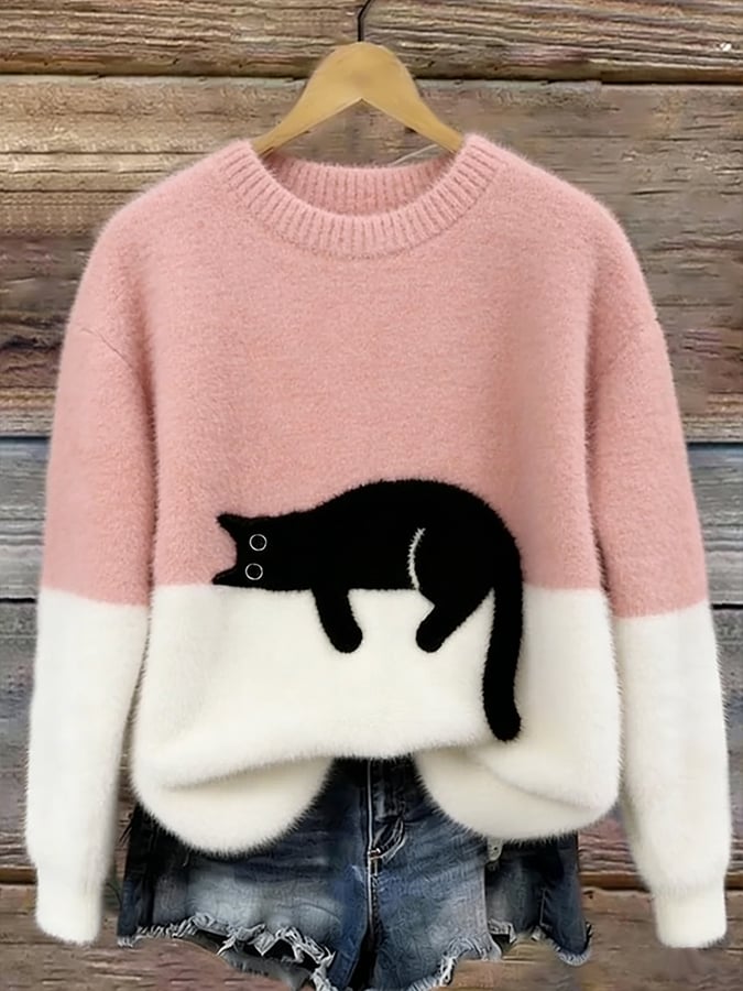 Aileen™ | Elegancki sweter oversize z nadrukiem kota