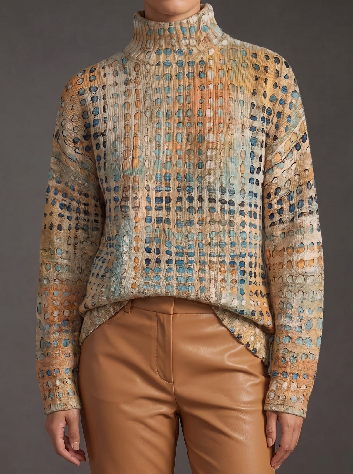 Bryndle™ | Sweter z golfem z jesiennym wzorem
