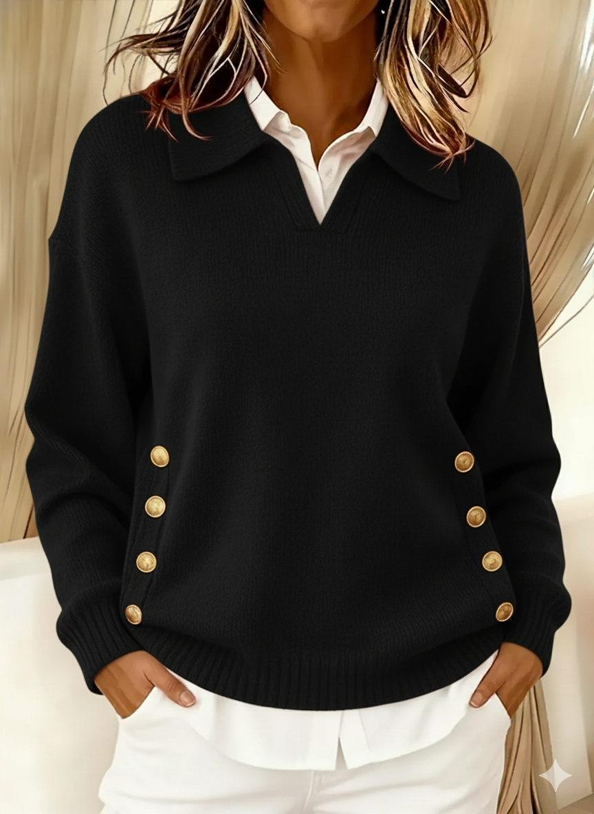 Vicenta | Sweter polo z guzikami