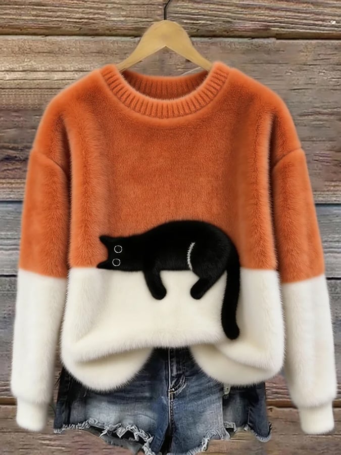 Aileen™ | Elegancki sweter oversize z nadrukiem kota