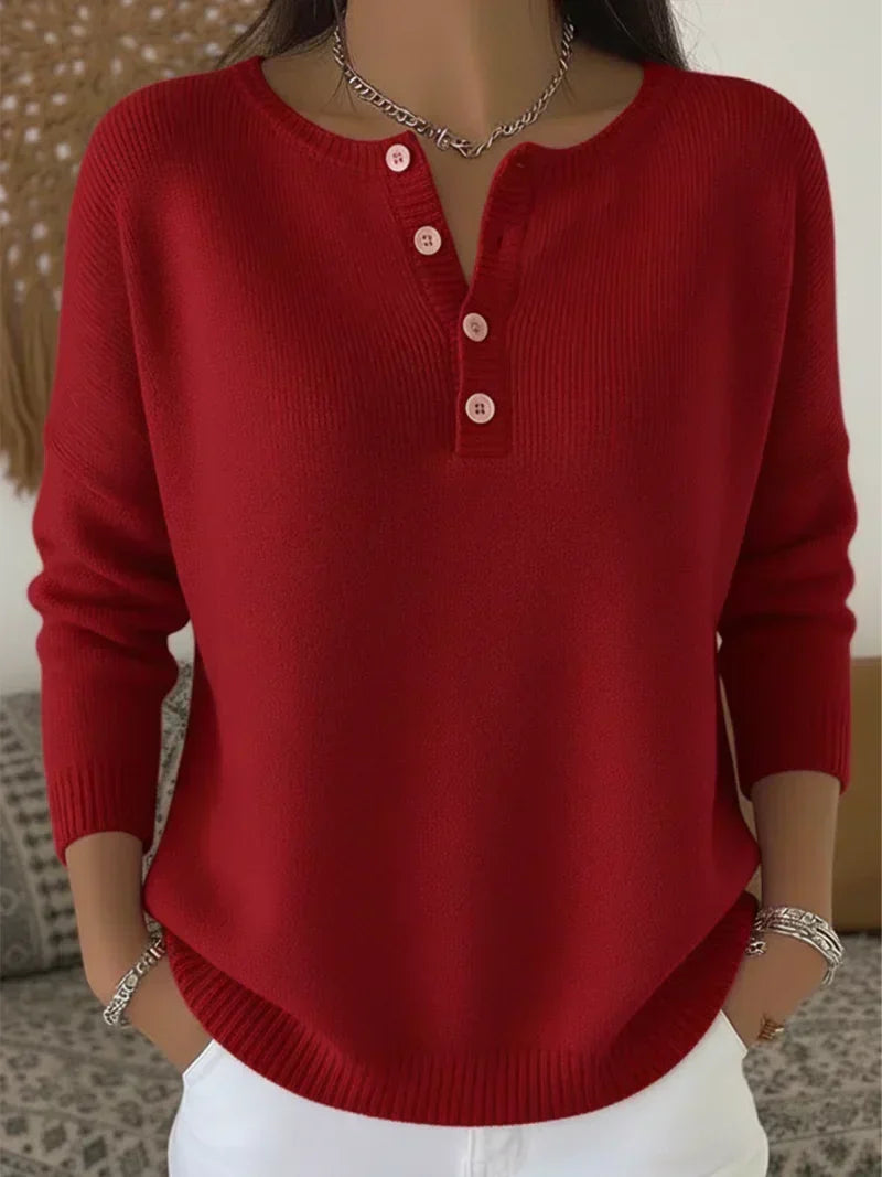 Helena | Dzianinowy sweter z zapięciem henley