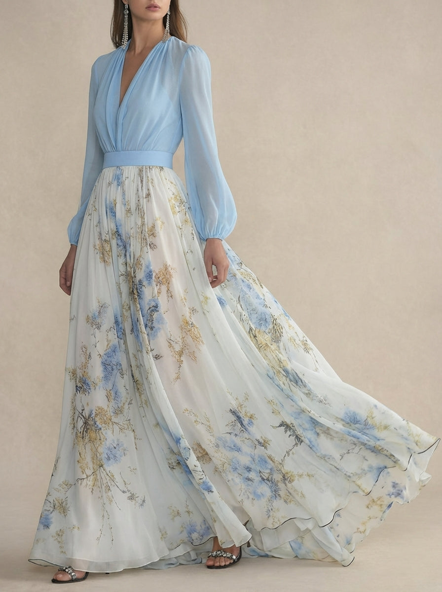 Cecelia | Szyfonowa sukienka maxi w kwiaty