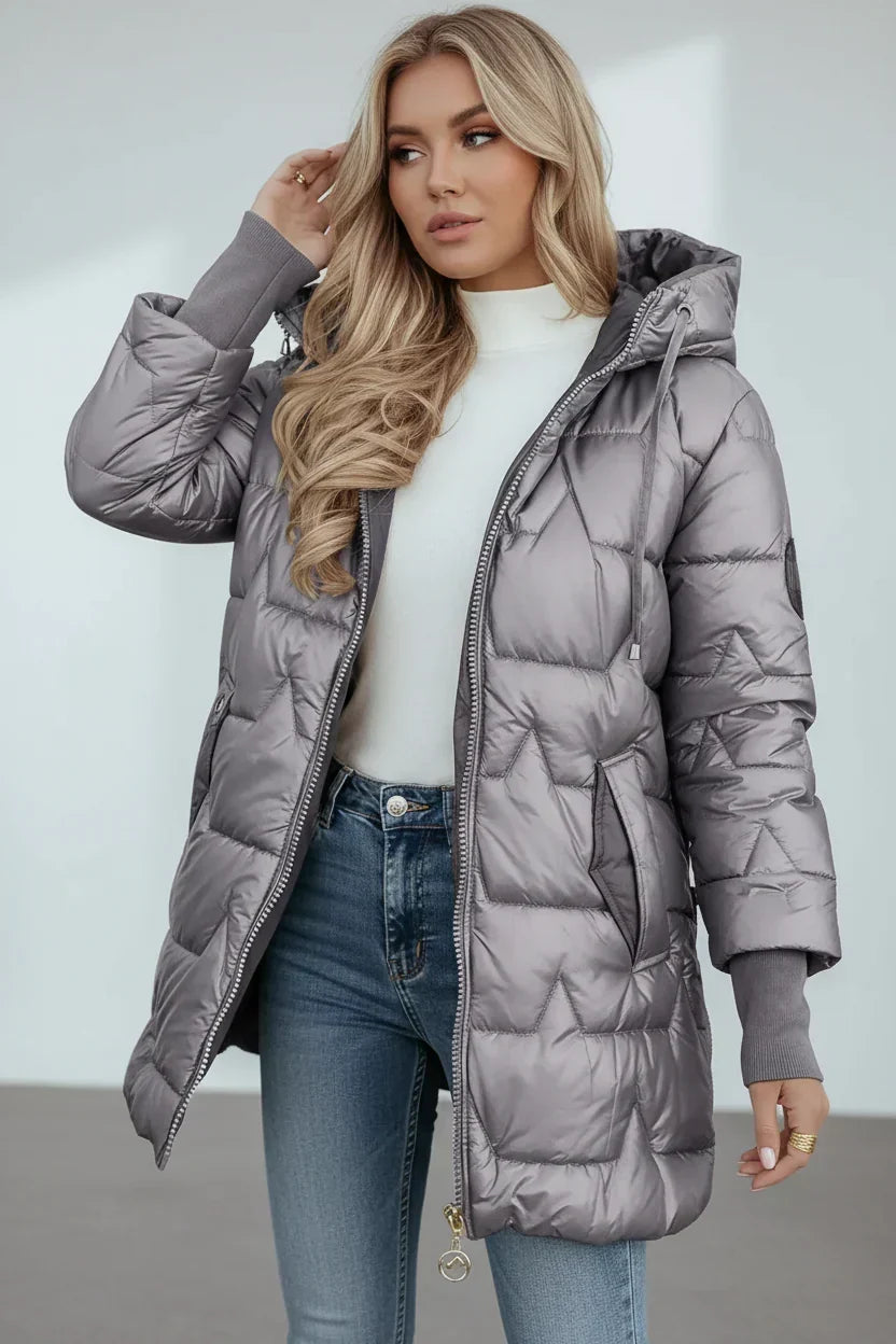 Cristelle™ | Lekki, pikowany płaszcz z kapturem