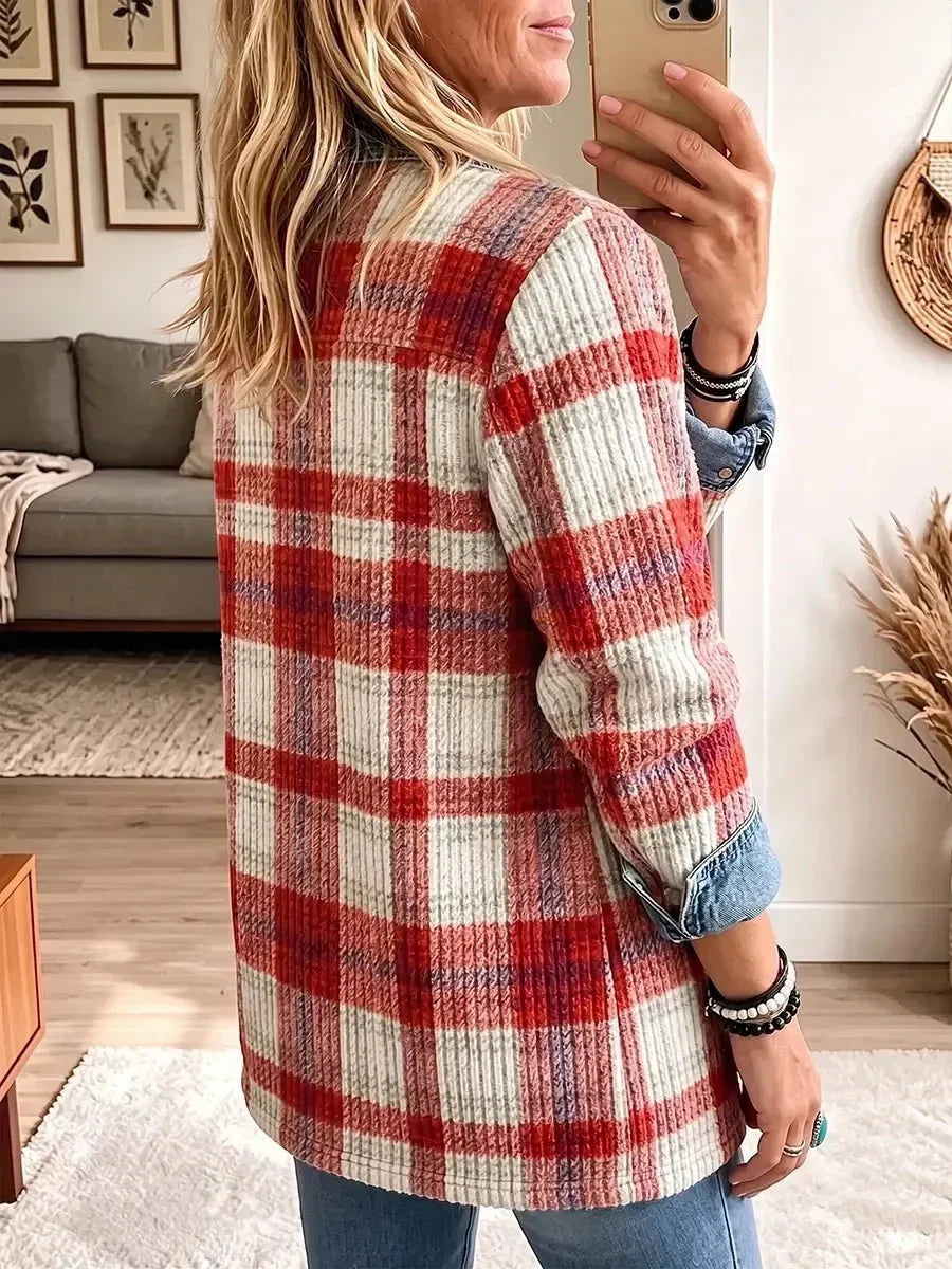 Scarlett | Elegancka kurtka jeansowa vintage z patchworkiem