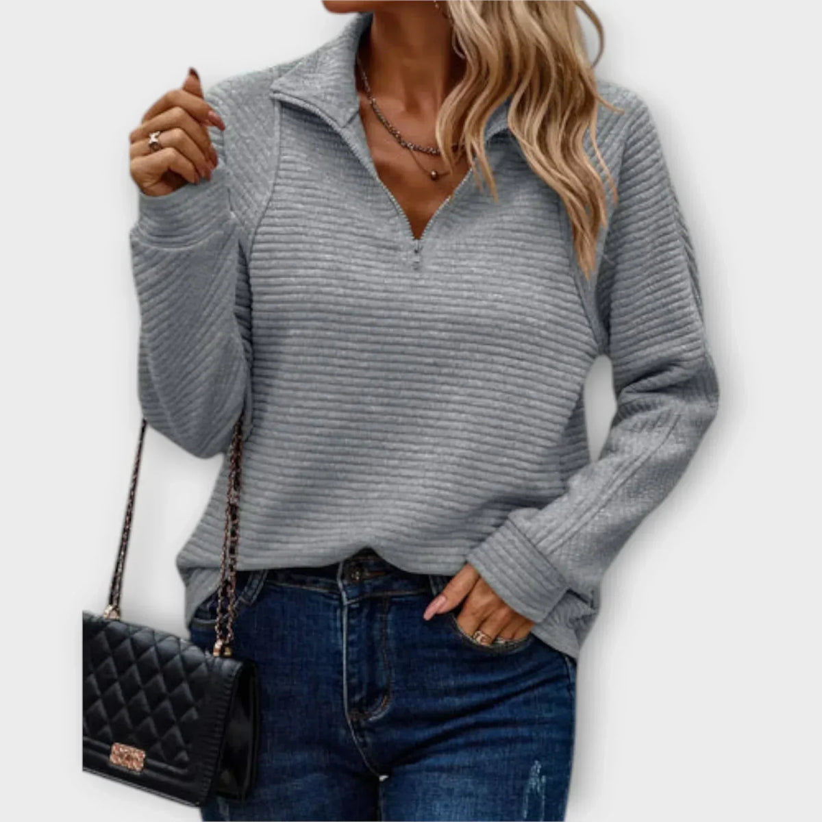 Dalia™ | Sweter z zamkiem do połowy