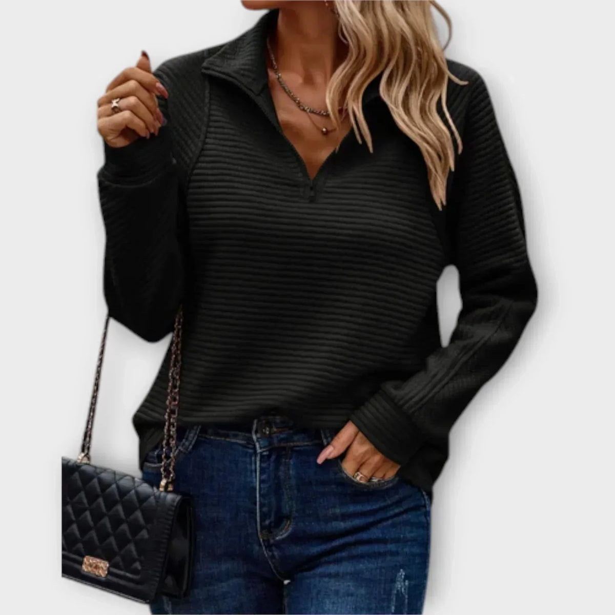Dalia™ | Sweter z zamkiem do połowy