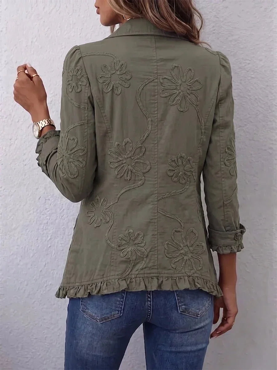 Kamberly | Kurtka boho-chic z kwiatowym haftem