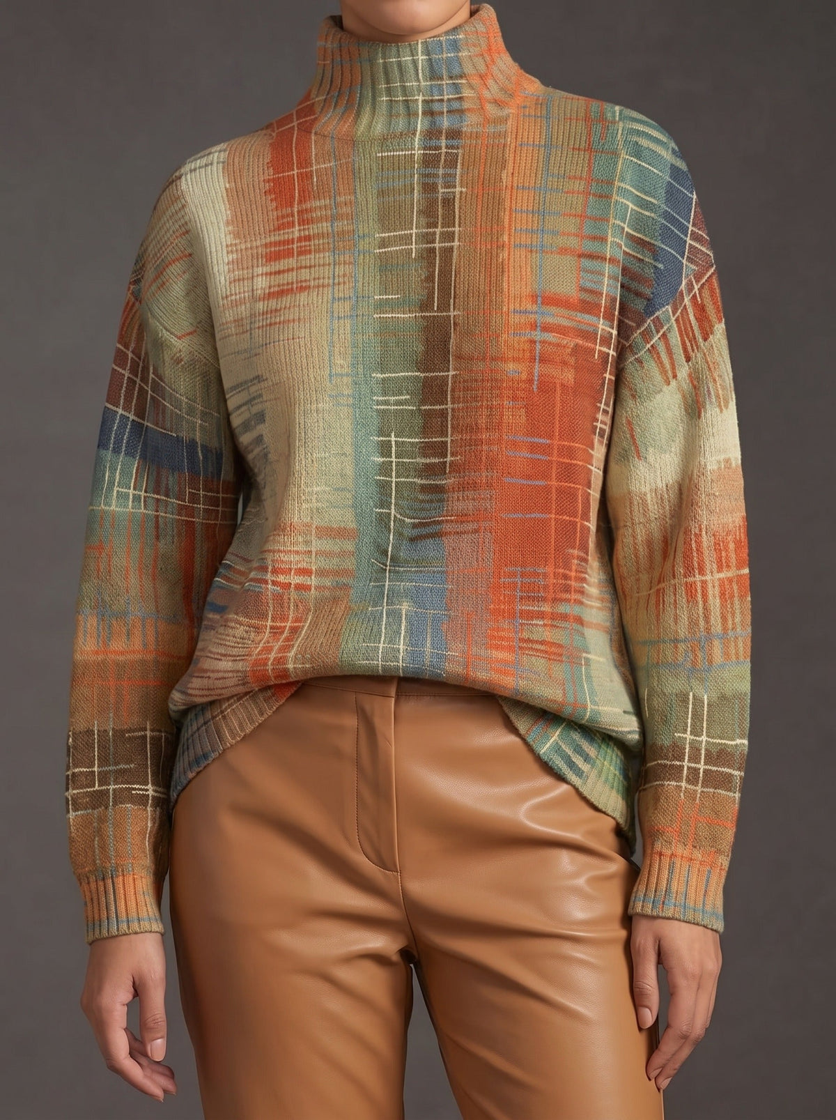 Sorrel™ | Sweter z golfem w malowane paski