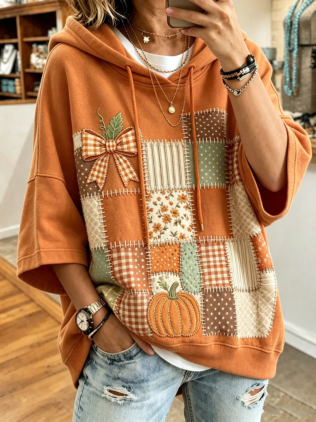Larisa | Bluza oversize z jesiennym nadrukiem
