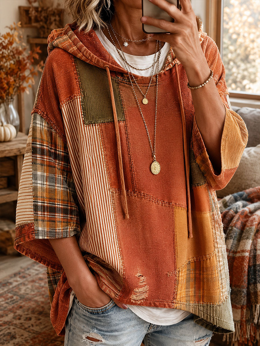 Raluca | Bluza oversize z jesiennym patchworkiem