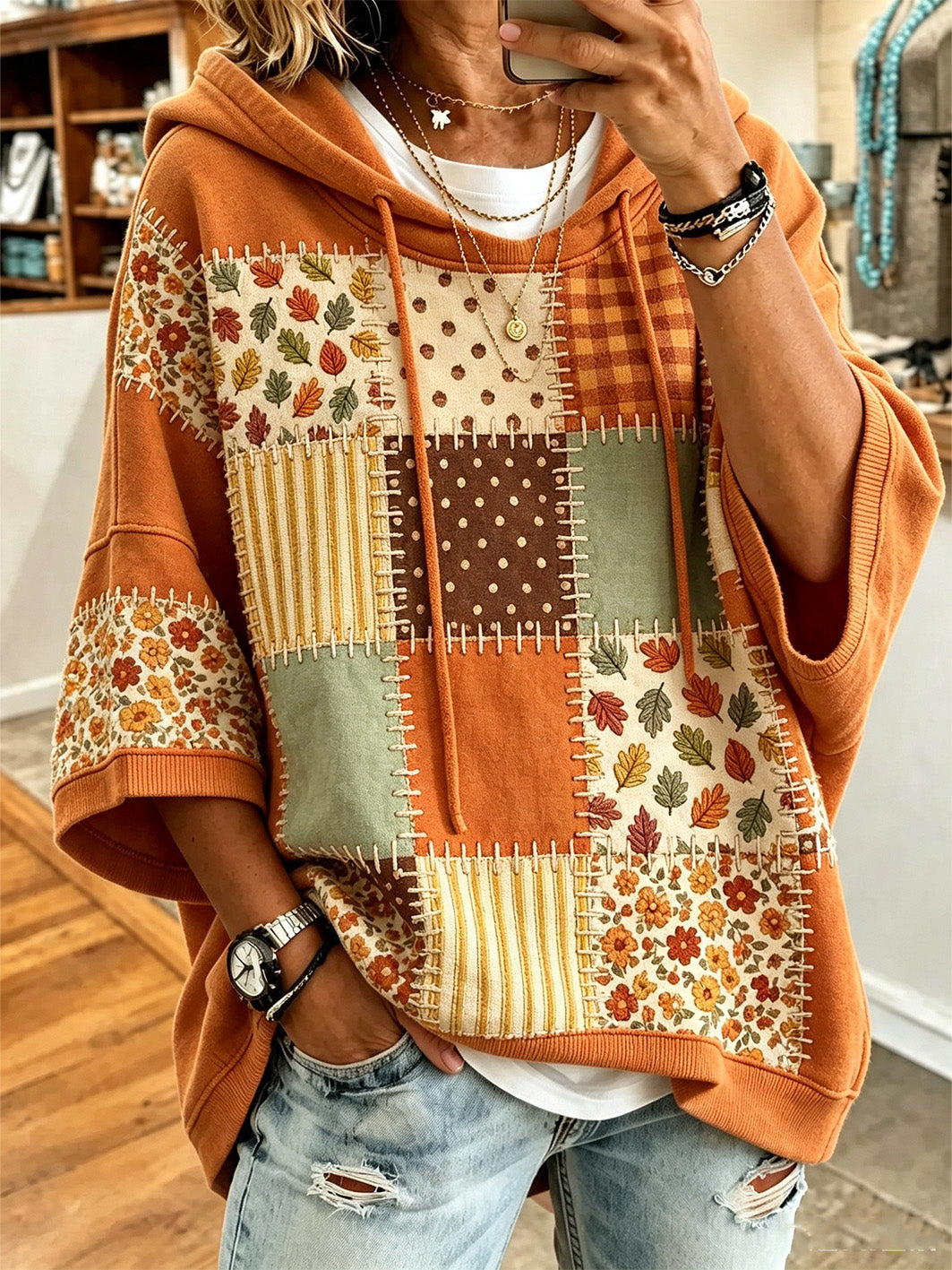 Corina | Bluza oversize z nadrukiem jesiennych liści