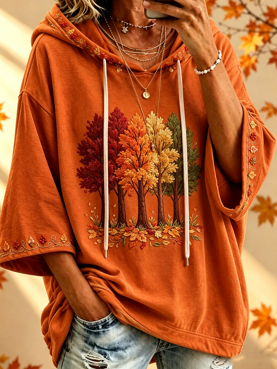 Maria | Bluza oversize z jesiennym nadrukiem