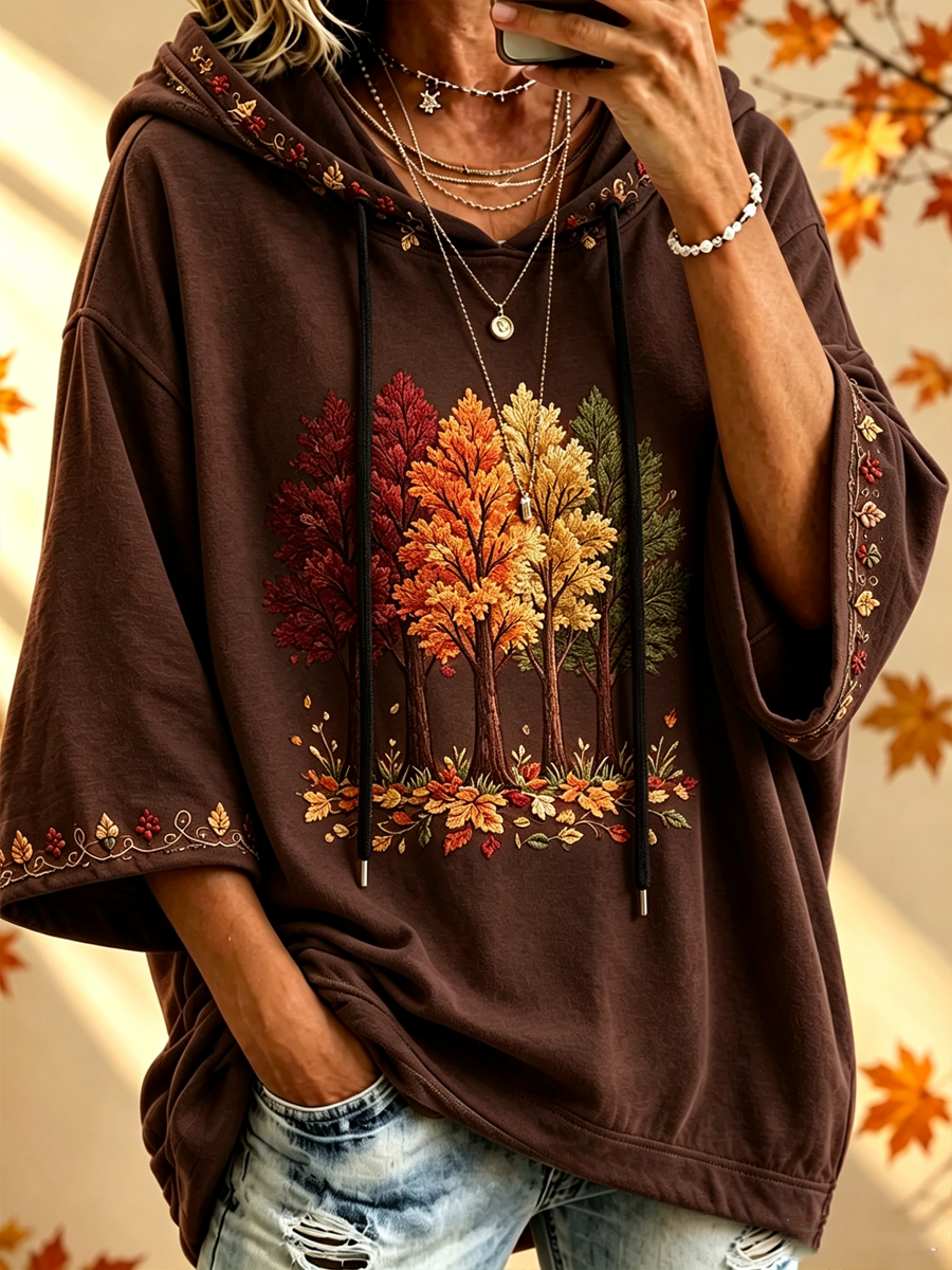 Maria | Bluza oversize z jesiennym nadrukiem
