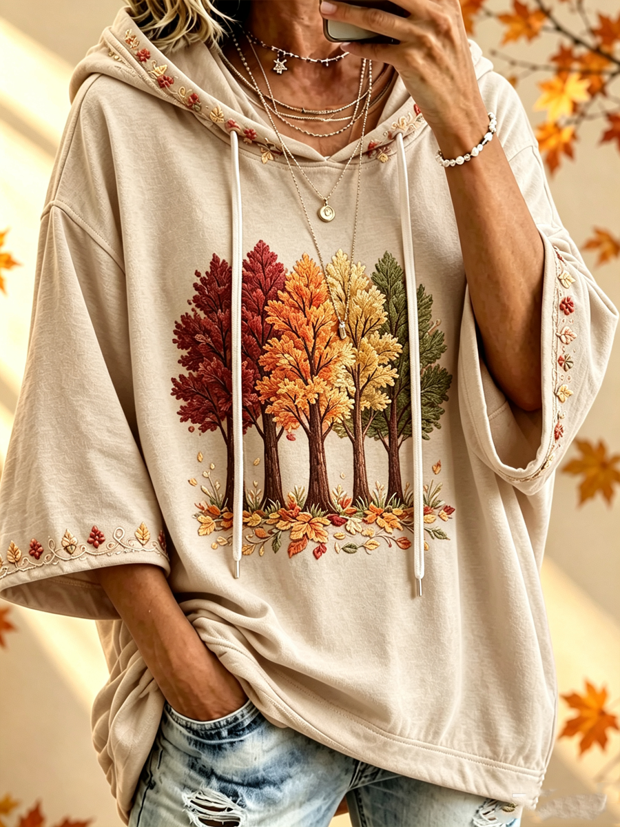 Maria | Bluza oversize z jesiennym nadrukiem