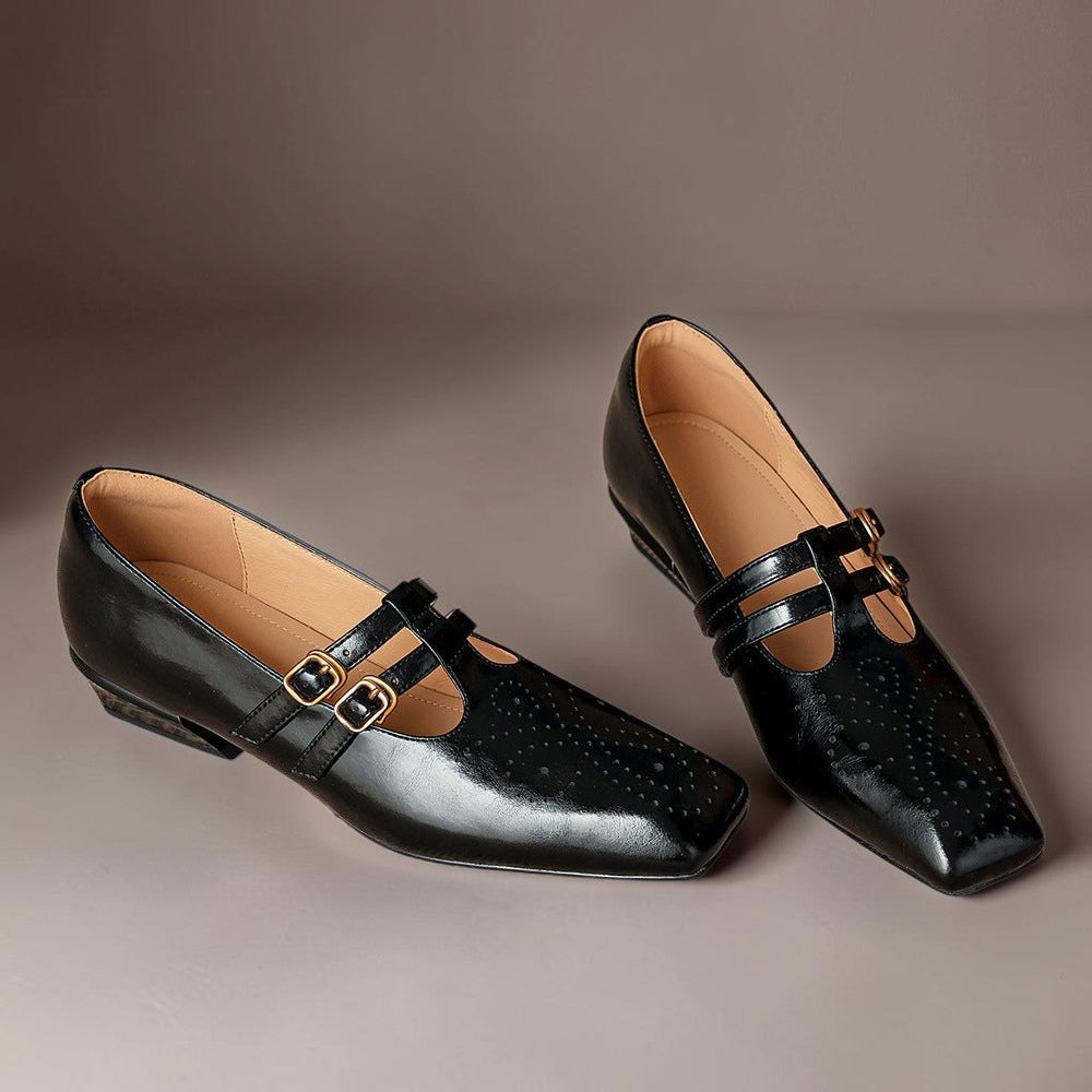 Rikke | Eleganckie skórzane buty Mary Jane z podwójnymi paskami