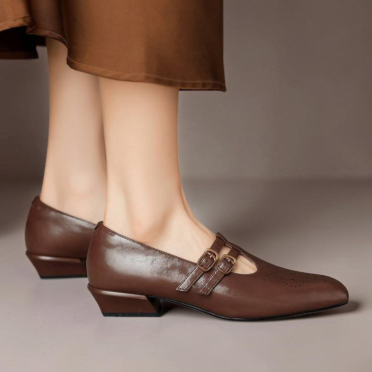 Rikke | Eleganckie skórzane buty Mary Jane z podwójnymi paskami