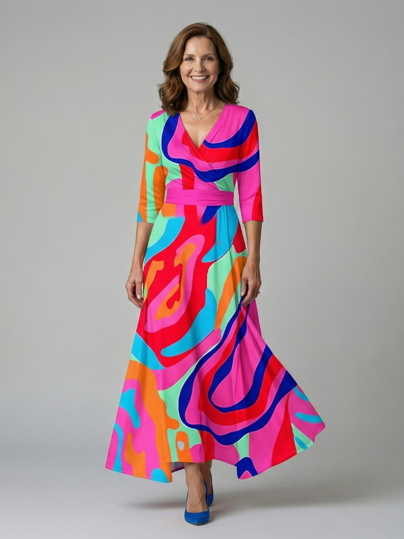 Morwenna | Kopertowa sukienka maxi w kwiaty