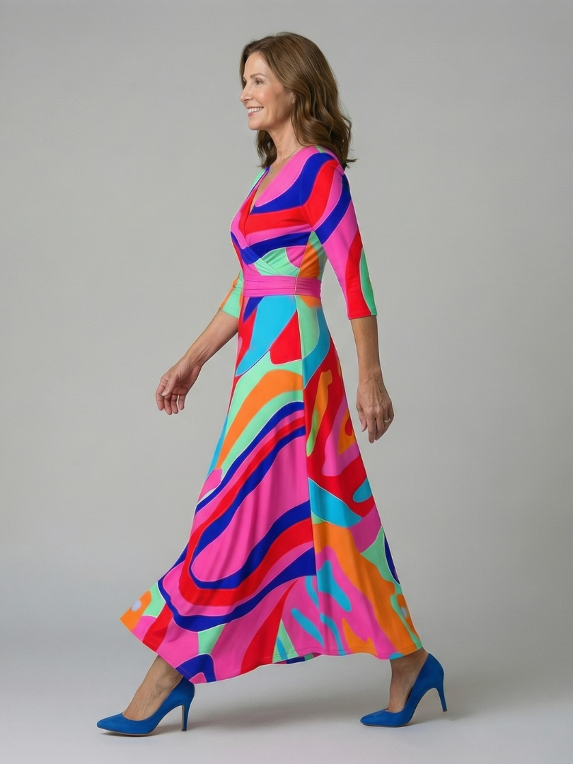 Morwenna | Kopertowa sukienka maxi w kwiaty