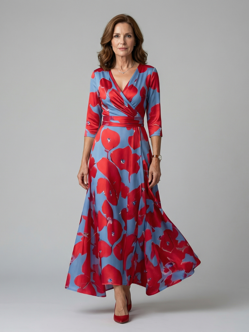Morwenna | Kopertowa sukienka maxi w kwiaty