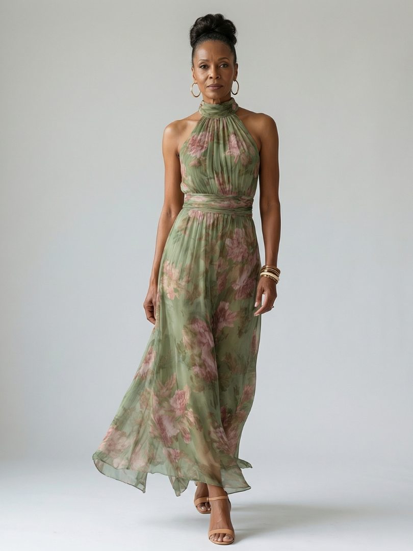 Charlotte-Rose | Sukienka midi halter w kwiaty