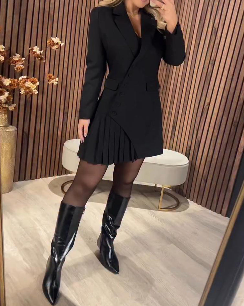 Ingrid – Jednolita sukienka z kołnierzem z klapami